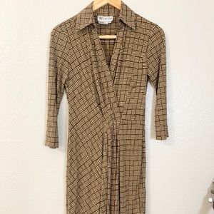 Worth | 100% Silk Brown and Creme Dress Sz M